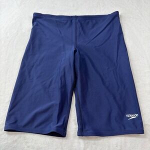 Speedo Jammer Swim Shorts Mens 34 Navy Blue Good Athletic Compression Training